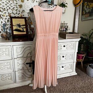 Allegra K pleated pink sleeveless dress XS